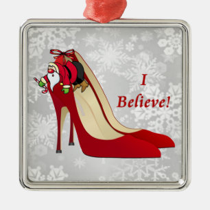 Ornamento De Metal Calçados Red High Heel / Papais noeis Elf / Eu Acr