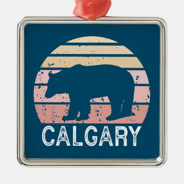Ornamento De Metal Calgary Alberta Retro Bear (Frente)