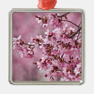 Ornamento De Metal Camélias Sakura Camadas Rosa Pastel