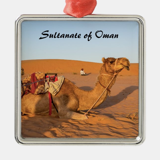 Ornamento De Metal Camelos no deserto de Oman (Frente)