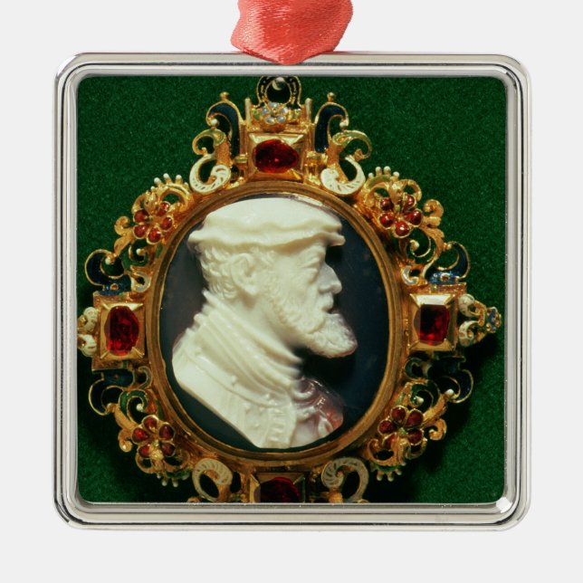 Ornamento De Metal Cameo que carrega o retrato de Charles mim da (Frente)