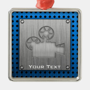 Ornamento De Metal Câmera de filme com aspecto metálico escovado