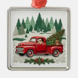 Ornamento De Metal Caminhãozinho Vermelho Rústico de Natal