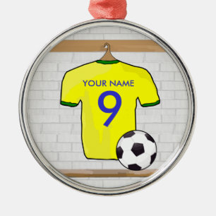 Ornamento De Metal Camisa de futebol personalizável (amarela) Penden