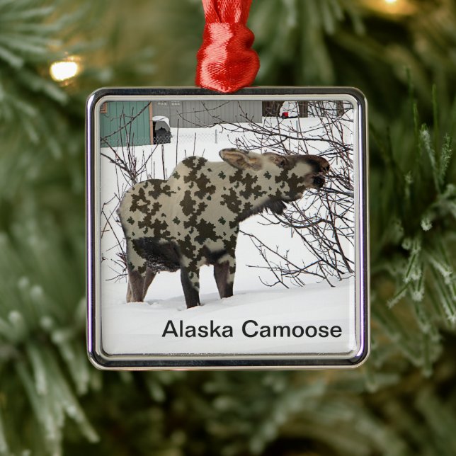 Ornamento De Metal Camouflage Moose (Camoose) (Árvore)