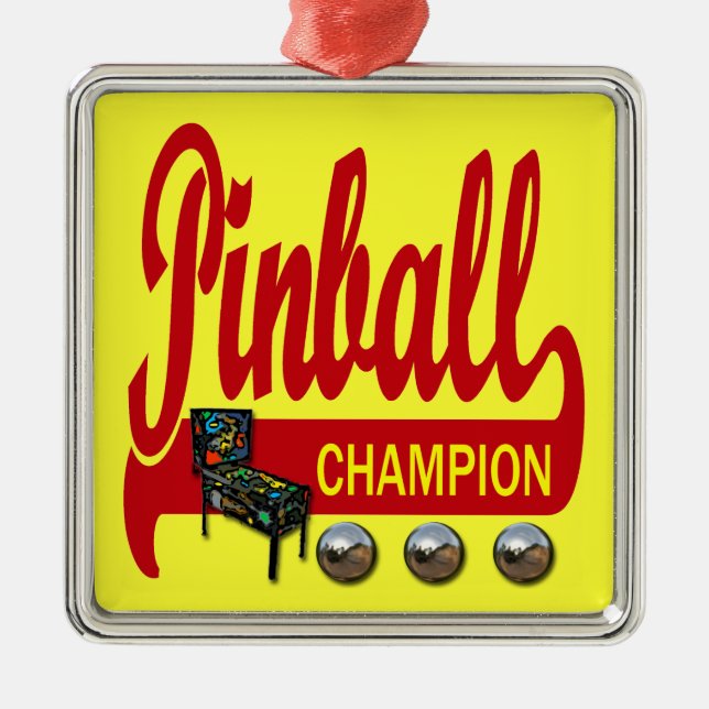 Ornamento De Metal Campeão do Pinball (Frente)
