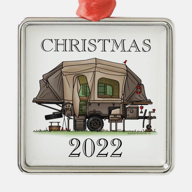 Ornamento De Metal Camper RV Pop acima do Opus 4 feliz acampamento Me (Frente)
