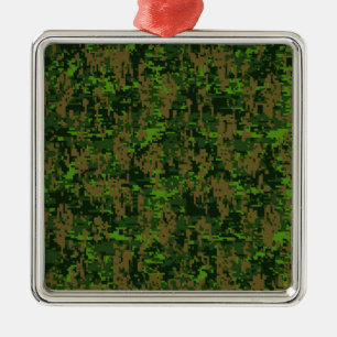 Ornamento De Metal Camuflagem Digital Verde Estilo Woodland