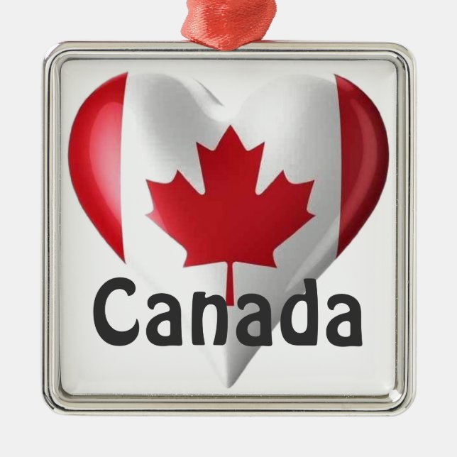 Ornamento De Metal Canadá Flag Heart (Frente)