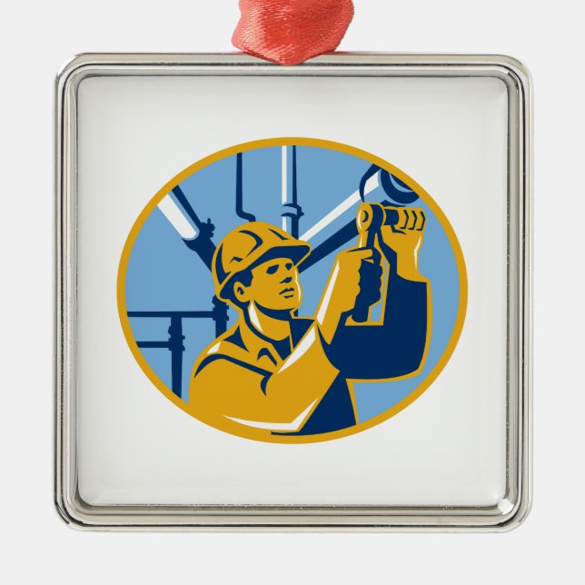 Ornamento De Metal Canalizador do trabalhador do gás da manutenção de (Frente)