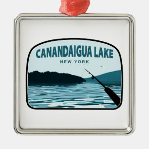 Ornamento De Metal Canandaigua Lake New York Fisheries Rod