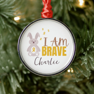 Ornamento De Metal cancer infantil. Nome personalizado.corajoso. Orna