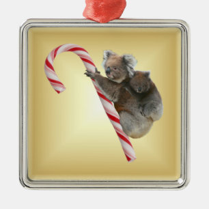 Ornamento De Metal Candy Cane Koalas de Natal