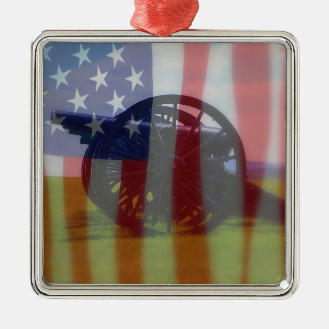 Ornamento De Metal Canhão e Sinalizador (Frente)