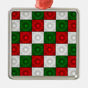 Ornamento De Metal Cantos Agradecidos, PREM Verde-Vermelho-Branco. Sq