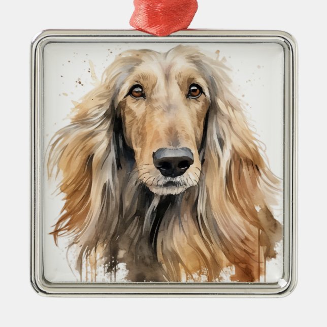 ORNAMENTO DE METAL CÃO AFEGÃO BELA CORÇA (Frente)