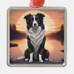 Ornamento De Metal Cão Border Collie