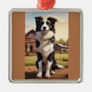 Ornamento De Metal Cão Border Collie