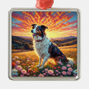 Ornamento De Metal Cão Border Collie