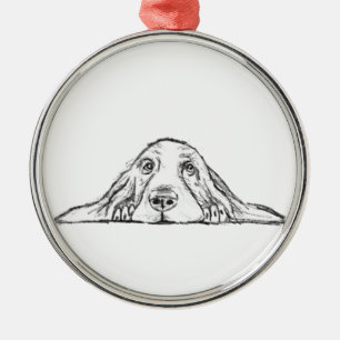 Ornamento De Metal cão de caça preto-de-cão branco