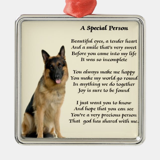 Ornamento De Metal Cão de german shepherd - poema especial da pessoa (Frente)