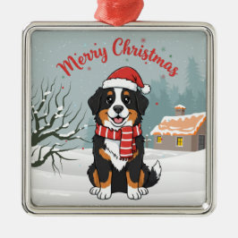 Ornamento De Metal Cão de Montanha Bernês Natalino Desenho