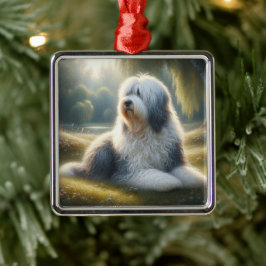 Ornamento De Metal Cão de Pastoreira Inglês Antigo