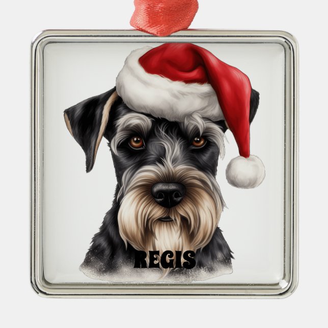 ORNAMENTO DE METAL CÃO DE SCHNAUZER DA MINIATURA DE NATAL CUTO (Frente)
