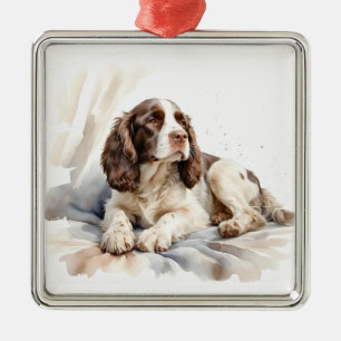Ornamento De Metal CÃO ESPANHOL ESPANHÓL bonito DE WATERCOLOR INGLÊS