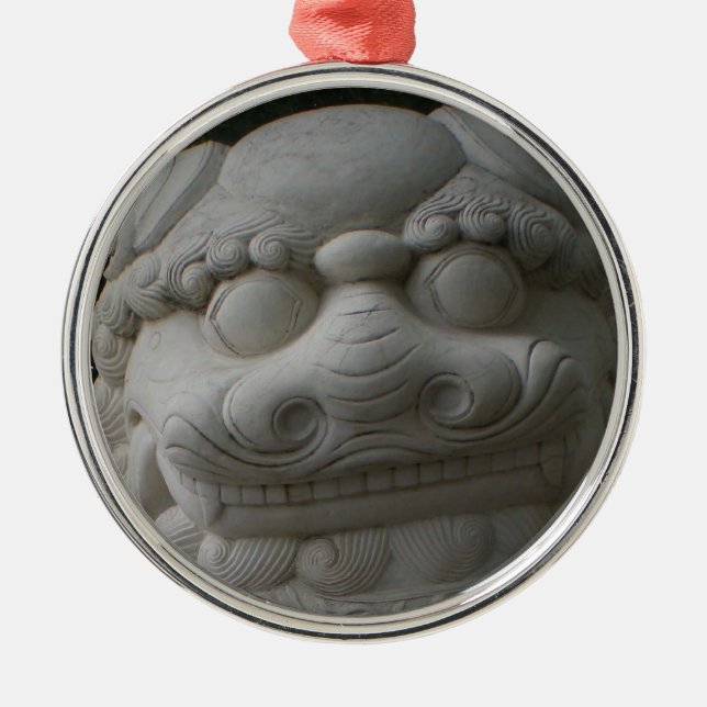 Ornamento De Metal Cão Foo Chinês (Frente)