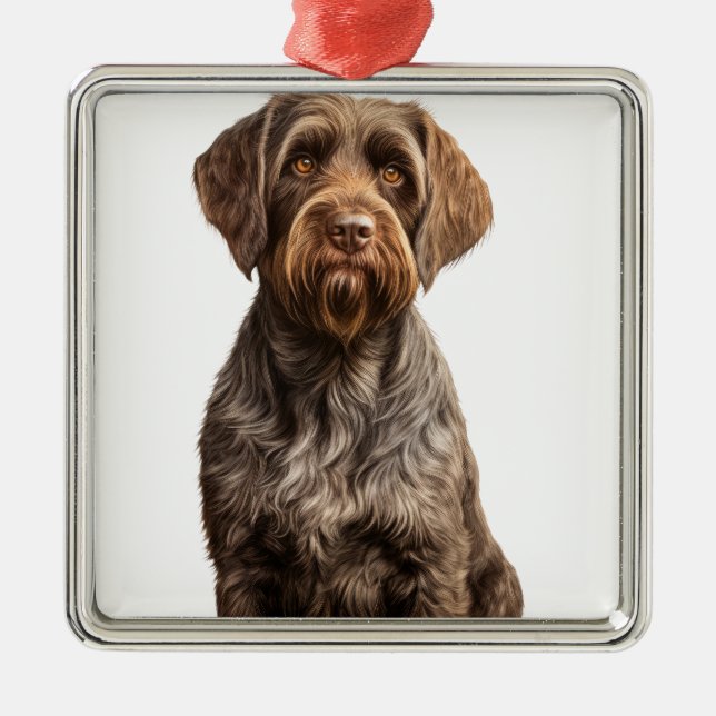 ORNAMENTO DE METAL CÃO GRIFFON COM PONTO WIREHAIRED (Frente)