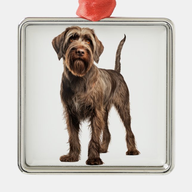 ORNAMENTO DE METAL CÃO GRIFFON COM PONTO WIREHAIRED (Frente)