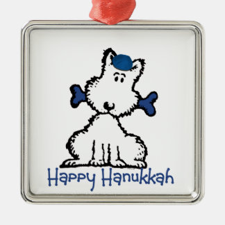 Ornamento De Metal cão & osso hanukkah