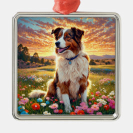 Ornamento De Metal Cão Pastor Border Collie