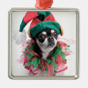 Ornamento De Metal Cão pequeno do duende do ajudante do papai noel