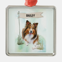 Cão Personalizado de Aquarela Shetland Sheepdog