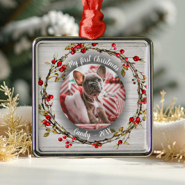 Ornamento De Metal Cão Pet Primeira Foto de Natal Ritis Wredies