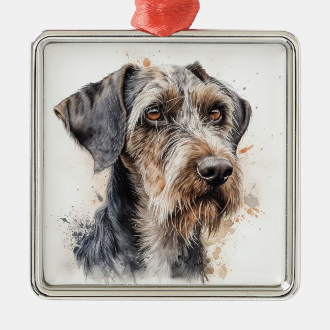 ORNAMENTO DE METAL CÃO POINTER ALEMÃO DE PELO DURO LINDO (Frente)
