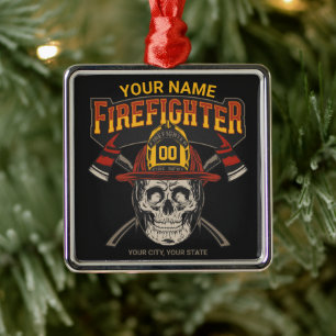 Ornamento De Metal Capacete de Caveira Personalizado de Bombeiro Ax 