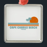Ornamento De Metal Cape Charles Beach Virginia Sun Palm Trees<br><div class="desc">Localizado na costa leste na praia de Chesapeake Bay Cape Charles é agradável para famílias e visitantes que não querem natação nas ondas do oceano.</div>