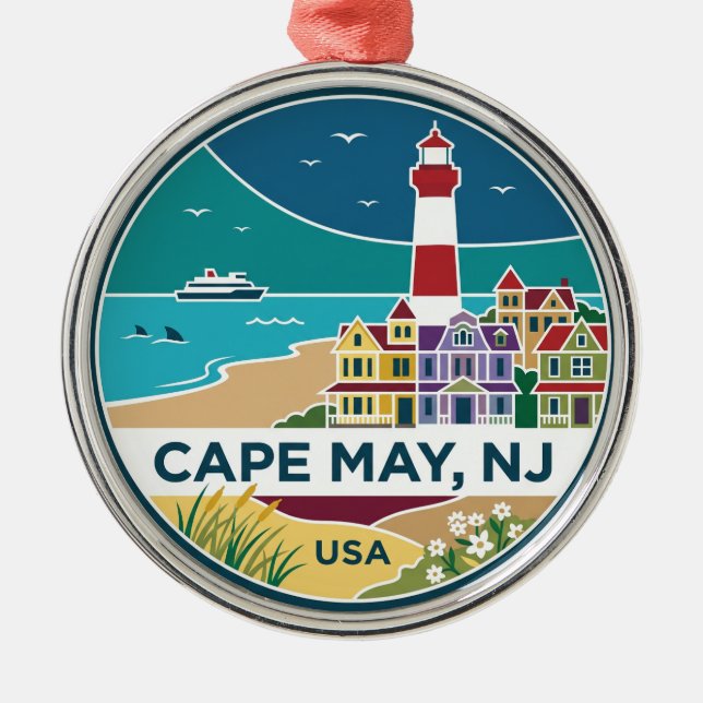Ornamento De Metal Cape May EUA (Frente)