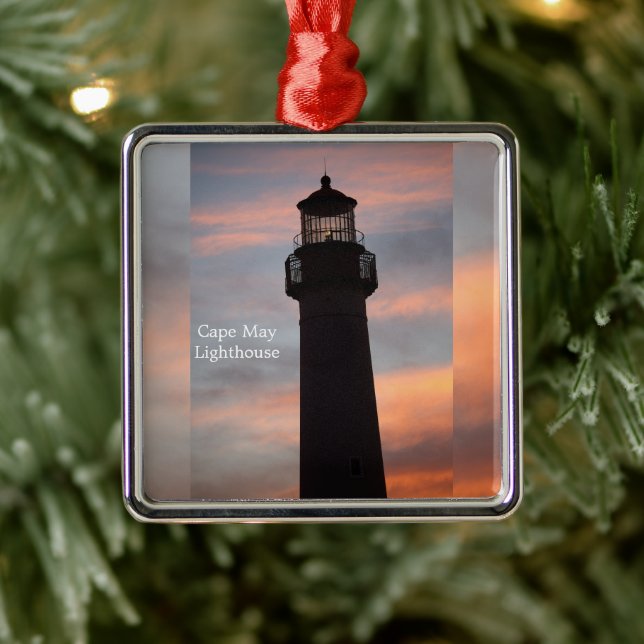 Ornamento De Metal Cape May Lighthouse Ornament (Árvore)