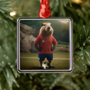 Ornamento De Metal "Capivara Artilheira: A Estrela Suprema do Futebol