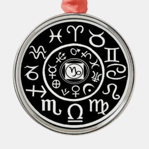 Ornamento De Metal Capricorn - Constelação Zodiacal & design Planetár