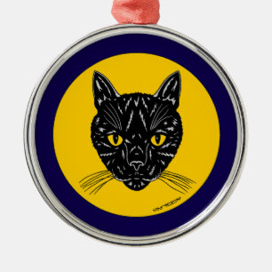 Ornamento De Metal Cara de Gato Preto