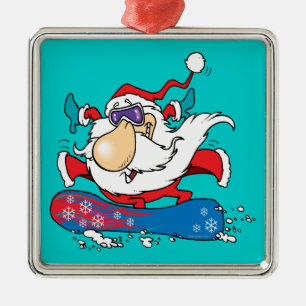 Ornamento De Metal cara legal de snowboard papai noel