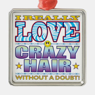 Ornamento De Metal Cara louca do amor do cabelo