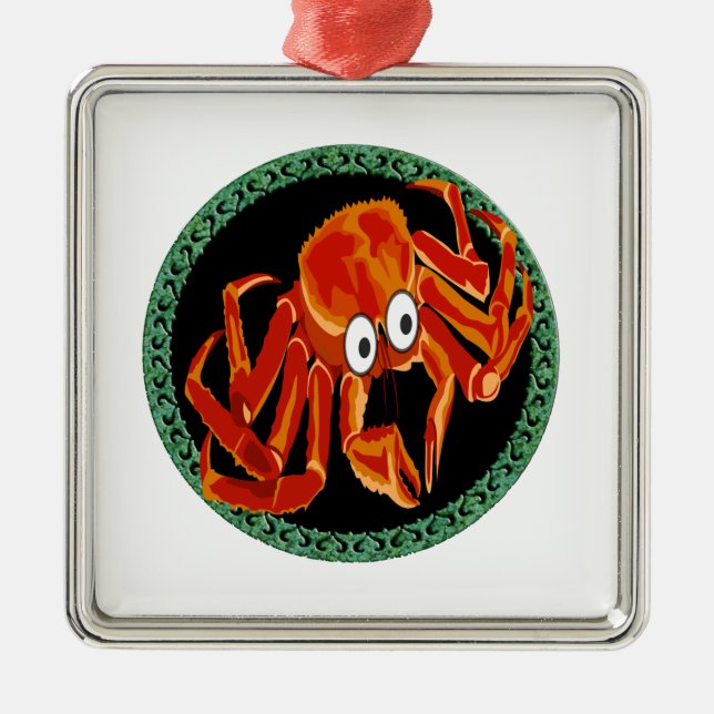 Ornamento De Metal Caranguejo das laranjas tropicais do oceano (Frente)