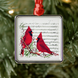 Ornamento De Metal Cardeais