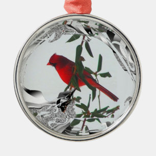 Ornamento De Metal Cardeal bonito de Norte Vermelho